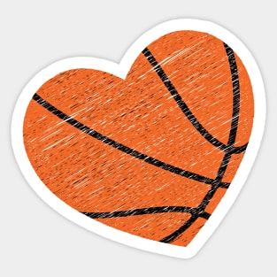 Basketball, Basketball Ball In The Shape Of A Heart Sticker